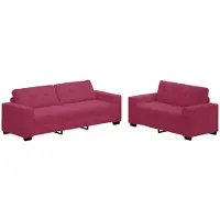 Syfax canapé 2 pièces avec coussins bordeaux velours