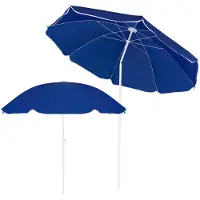 Springos Parasol de plage diamètre 160 cm Parasol de jardin fonction bascule pliable avec housse de protection réglable en hauteur Protection solaire pour balcon
