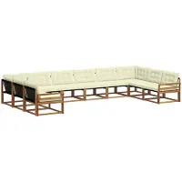 vidaXL Ensemble de canapés d'extérieur avec coussins 10 pièces Nature et Crème