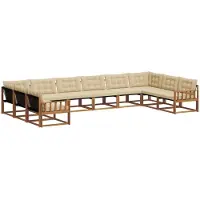 vidaXL Ensemble de canapés d'extérieur avec coussins 10 pièces Nature et Beige