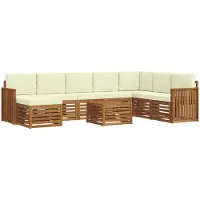 vidaXL Ensemble de salon de jardin 9 pièces, couleurs naturelles et crème