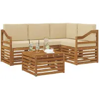 vidaXL Ensemble de canapés d'extérieur avec coussins 5 pièces Nature et Beige