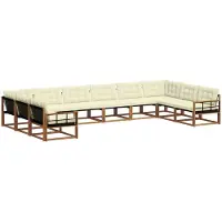 vidaXL Ensemble de salon de jardin, 10 pièces, couleurs naturelles et crème