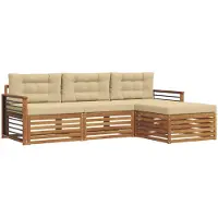 vidaXL Ensemble de canapés d'extérieur , couleur naturelle et beige, 249,5 x 162,5 x 73 cm