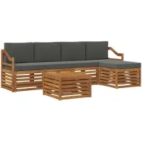 vidaXL Ensemble de salon de jardin 6 pièces, couleurs : naturel et anthracite