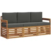 vidaXL Ensemble de canapés , 3 pièces, en bois d'acacia massif, couleur naturelle et anthracite