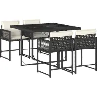 vidaXL Ensemble de jardin 5 pièces avec coussins Noir Poly Rattan