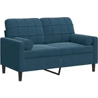 vidaXL Canapé 2 places avec oreillers décoratifs bleu 120 cm velours