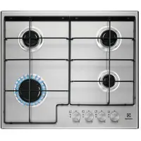 Electrolux Table de cuisson à gaz encastrable en acier inoxydable EGS6424X, quatre brûleurs, grilles plates émaillées