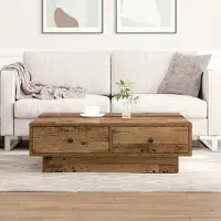 Prolenta Maison Exclusive - Table basse en bois ancien 90 x 90 x 28 cm, aggloméré