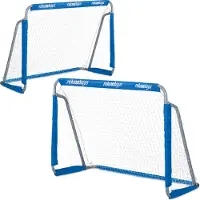 Relaxdays but de foot jardin, set de 2, enfants & adultes, HBT 110 x 150 x 75 cm, métal, buts stables pour le foot, bleu
