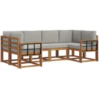 vidaXL Ensemble de canapés d'extérieur avec coussins 6 pièces Naturel et gris clair