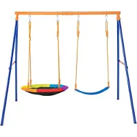 Vevor Balançoires pour jardin 1 assiette 1 siège de balançoire à sangle Support métallique en A