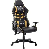Syfax Chaise de jeu Noir et doré Cuir artificiel