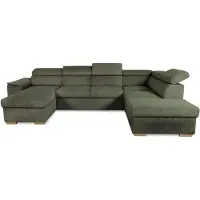 Sonstiges Canapé d'angle panoramique DAYTONA, 5 à 6 places - Tissu Lincoln Kaki - Avec rangement - L 326 x H 94 x P 216 cm