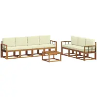 Syfax Ensemble de canapés d'extérieur 8 pcs Naturel et Crème