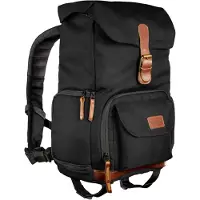 Mantona Luis - Sac à dos pour appareil photo numérique avec objectifs - nylon, cuir - noir - 14