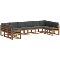 vidaXL Ensemble de salon de jardin 10 pièces, couleurs : naturel et anthracite
