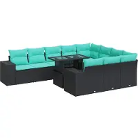 Syfax Ensemble de canapés de jardin 11 pcs et coussins rotin acacia