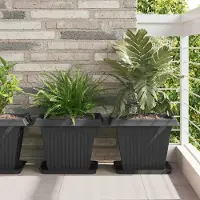 Prolenta Maison Exclusive - Lot de 6 pots de fleurs noirs en plastique, 38 x 38 x 30 cm