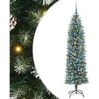 Syfax Arbre de Noël artificiel slim avec 300 LED Vert et blanc 180 cm