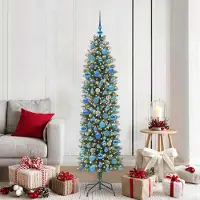 Prolenta Maison Exclusive - Sapin de Noël artificiel élancé, vert et blanc, 180 cm