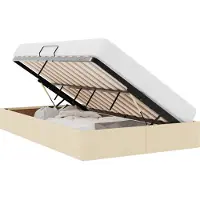 vidaXL Coffre de lit avec espace de rangement, couleur crème, 120 x 200 cm, revêtement en tissu
