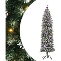 Syfax Arbre de Noël artificiel slim avec 300 LED Vert et blanc 180 cm