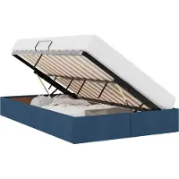 vidaXL Coffre de lit avec espace de rangement, bleu, 120 x 200 cm, tissu