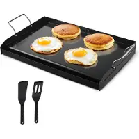 Vevor Poêle à griller en acier au carbone, poêle à griller rectangulaire universelle (605 x 360 mm) pour griller le teppanyaki, ustensile de cuisine portable pour la maison avec poignée