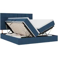 vidaXL Lit de rangement avec tête de lit bleu 180 x 200 cm Tissu