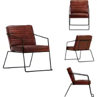 vidaXL Fauteuil marron foncé cuir véritable - Fauteuil