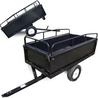 Wiltec Remorque basculante sur pneus – 200 x 78 x 94,5 cm – avec Main courante et Parois amovibles – Dispositif d’attelage universel – Jardinage, Transport