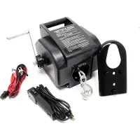 Wiltec Treuil électrique - 12 V - Traction jusqu’à 4990 kg - Cabestan à câble 10,5 m avec Manivelle - Outil Remorque Bateau Remorquage Halage