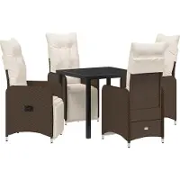 Syfax Ensemble de salle à manger pour jardin 5 pcs Marron polyrotin