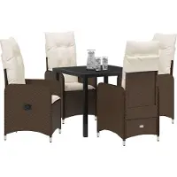 Syfax Ensemble de salle à manger pour jardin 5 pcs Marron polyrotin