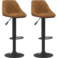 Syfax Tabourets de bar lot de 2 marron velours