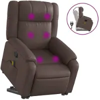 Syfax Fauteuil de massage avec releveur Marron Similicuir