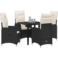 Syfax Ensemble de salle à manger pour jardin 5 pcs Noir polyrotin