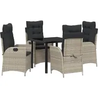 Syfax Ensemble de salle à manger pour jardin 5 pcs Gris clair