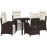 Syfax Ensemble de salle à manger pour jardin 5 pcs Marron polyrotin