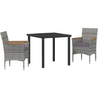 Syfax Ensemble de salle à manger pour jardin 3 pcs Gris polyrotin