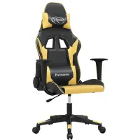 Syfax Chaise de jeu de massage Noir et doré Similicuir