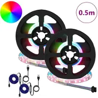 vidaXL : Lot de 2 bandes LED, noires et transparentes