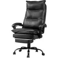 StarTech.com Fauteuil de bureau Premium à dossier haut avec repose-pieds et coussin lombaire - Chaise ergonomique noire - Mobilier de bureau confortable