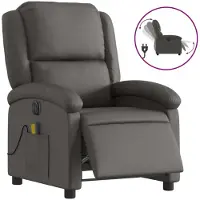 Syfax Fauteuil inclinable électrique gris cuir véritable