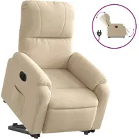 Syfax Fauteuil inclinable électrique crème tissu microfibre