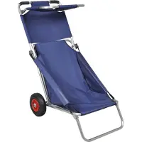 Syfax Chariot de plage avec roues portable et pliable Bleu