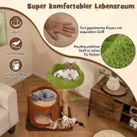 Northio Arbre à chat avec griffoir pour chat avec grotte pour chat en forme de trou d'arbre marron + vert 60 x 46 x 73 cm