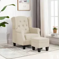 Prolenta Maison Exclusive - Fauteuil avec repose-pieds en tissu crème